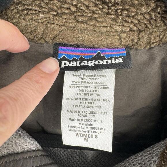 Patagonia jacket womens medium M brown retro x sherpa teddy granola girl hiking - Picture 5 of 6